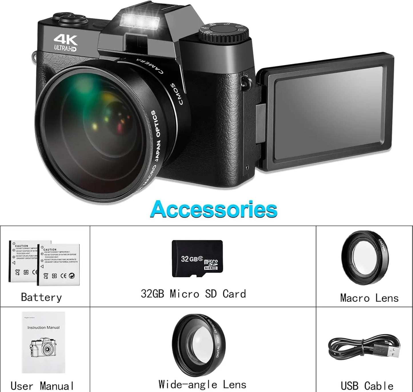 4K Digital Camera With Autofocus And WiFi 16X 48MP