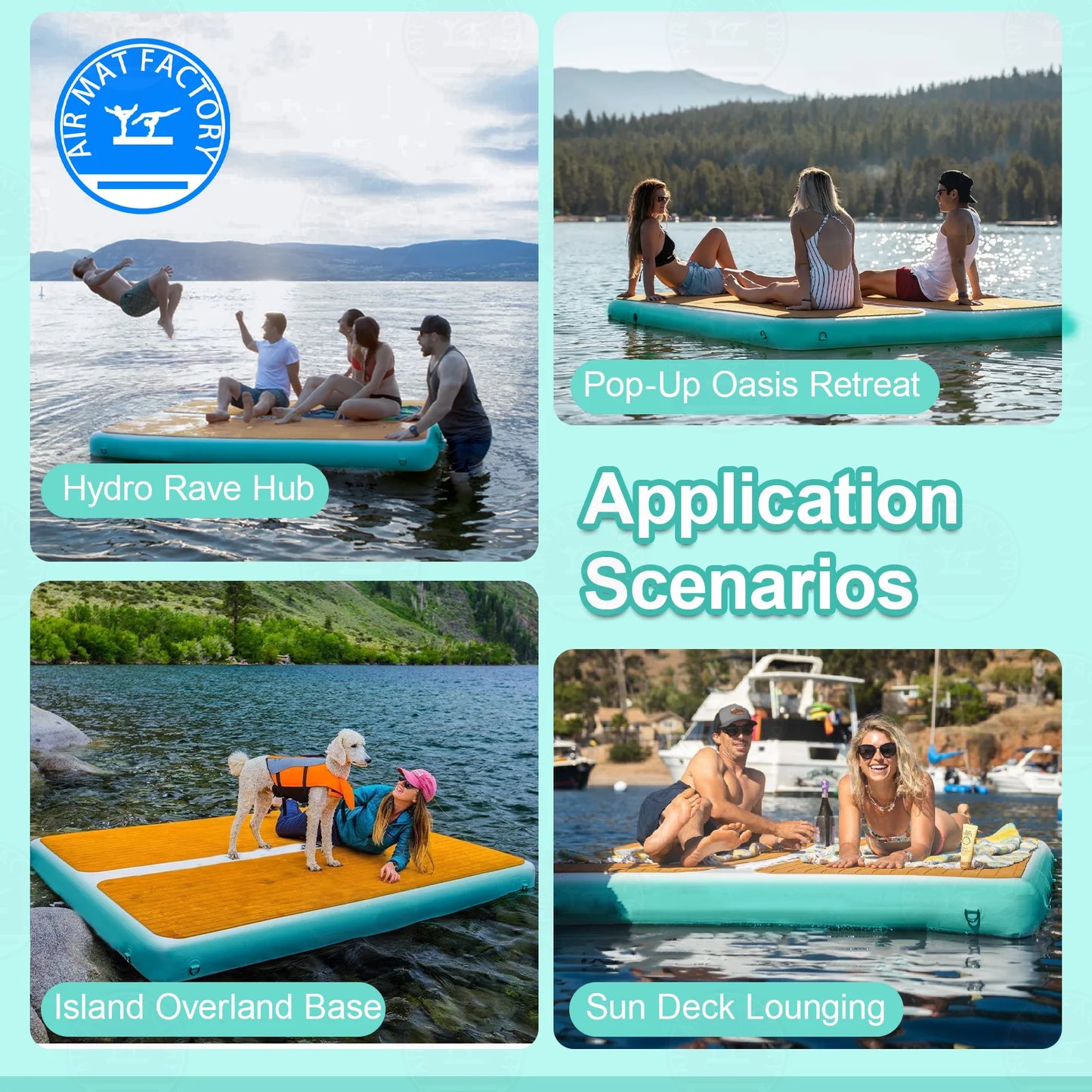 Inflatable Floating Dock Water Platform Non Slip Foldable Yoga Mat For Pool Beach Ocean Lake Ideal For Poolside Families