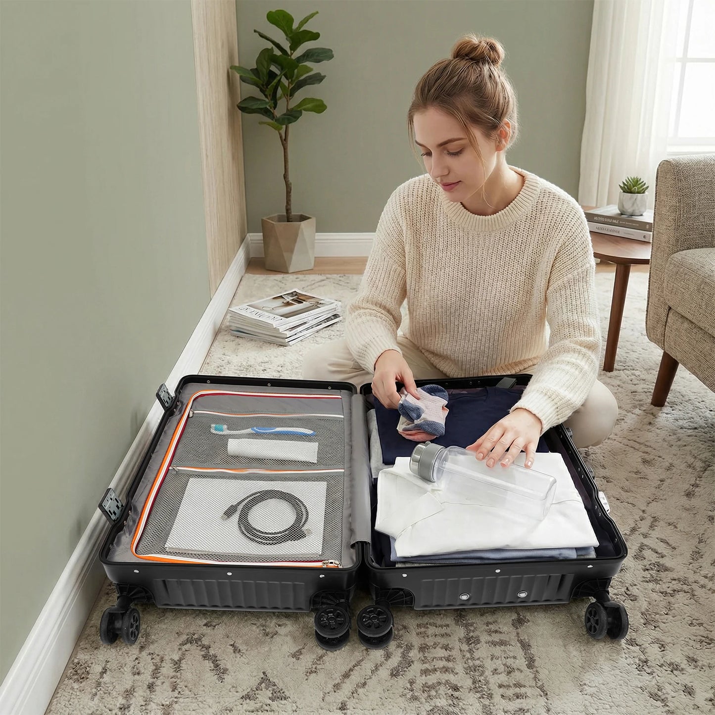 Top Opening Rolling Travel Luggage With Spinner Wheels TSA Lock