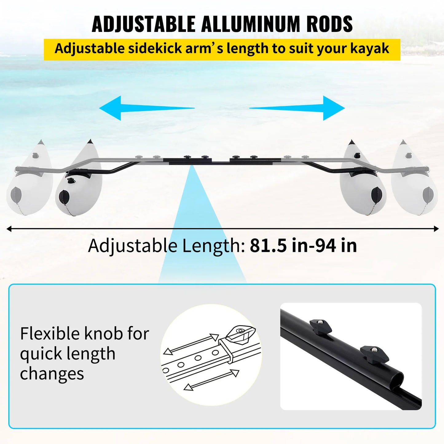 SucceBuy Kayak Outrigger Stabilizers Inflatable PVC Foldable For Kayak Anglers And Fishing Fans Secure Stability