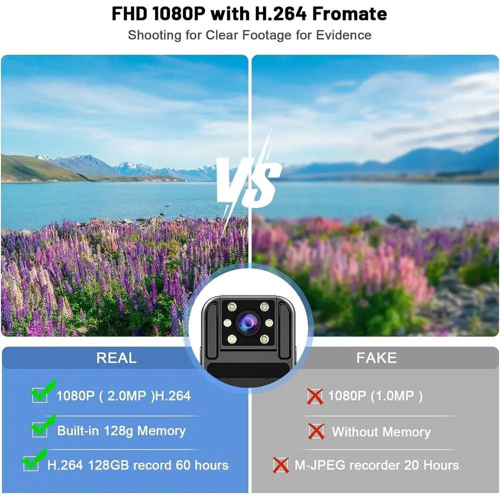1080P HD Mini Wearable Body Camera With 128GB Memory For Outdoor Recording
