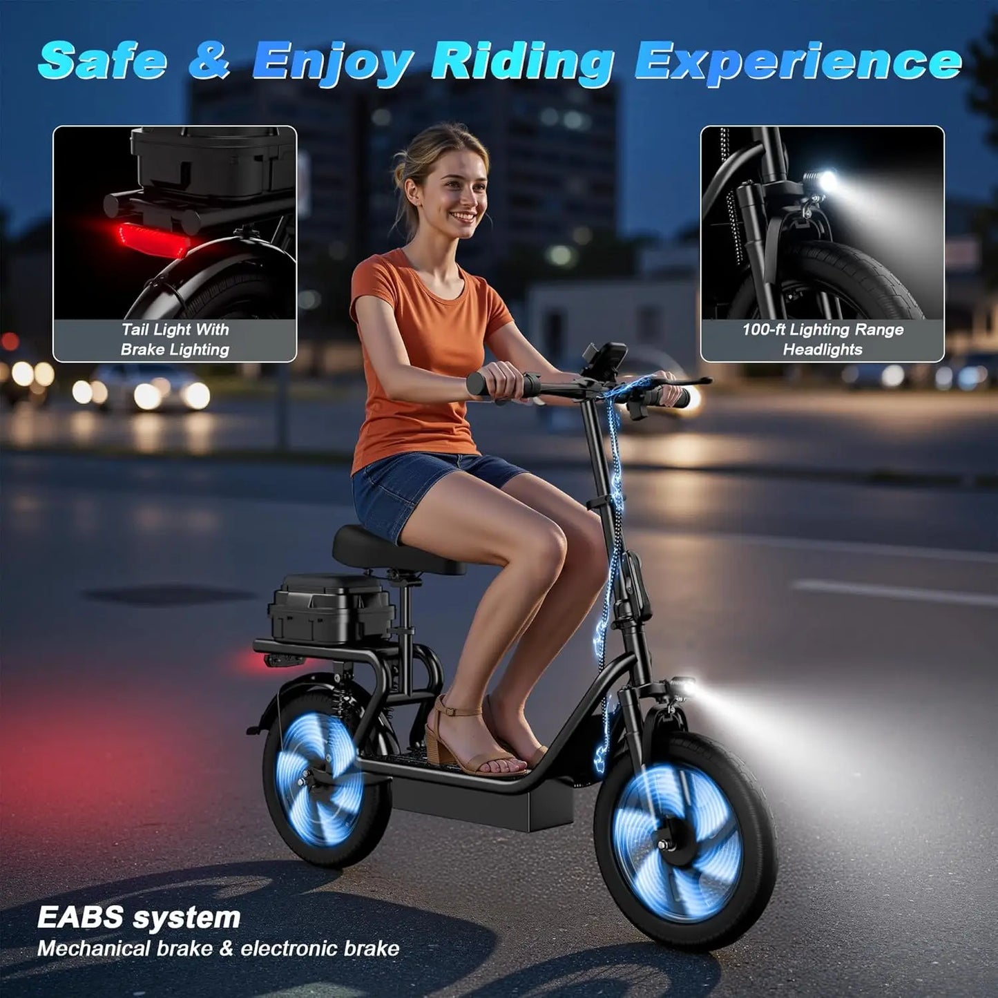 AOVOPRO Foldable Electric Bike Dual Suspension 500W Ebike