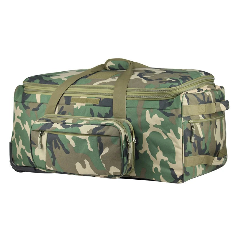 Q CN Tactical Rolling Luggage for Travel and Camping