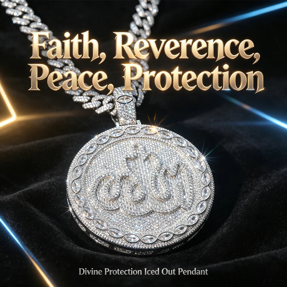 Lyee Cyee 18K Gold Plated Round Allah Zircon Pendant