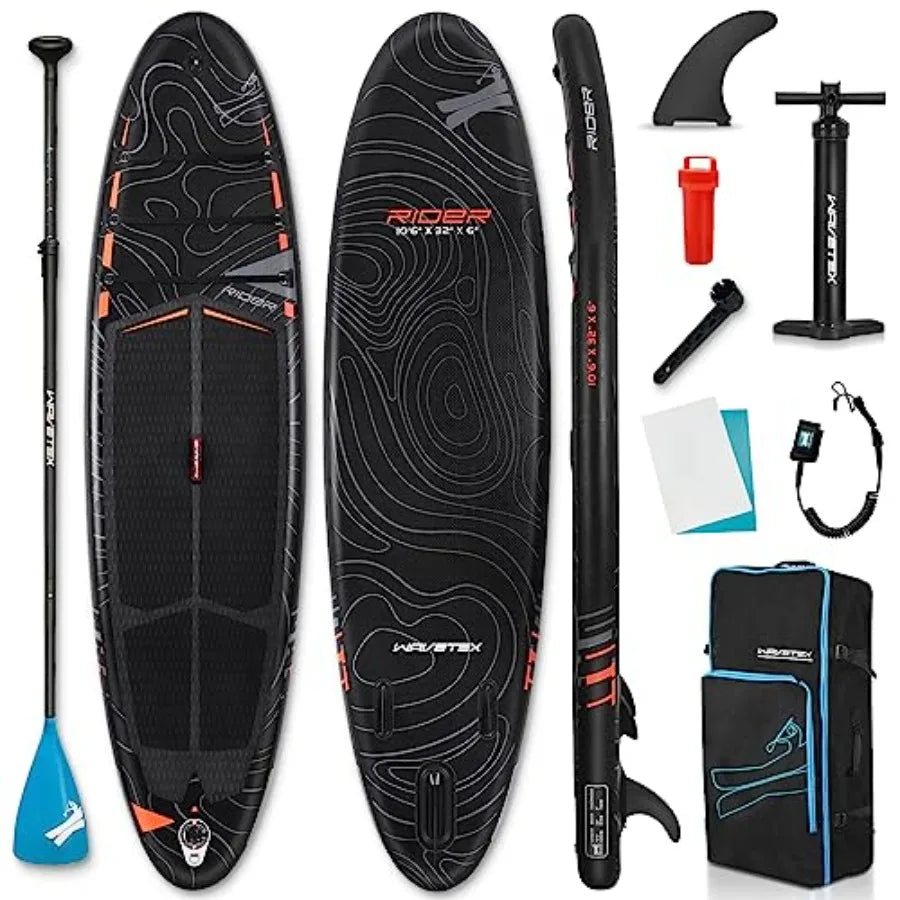 Inflatable Paddle Board Blue Gray For Outdoor Water Sports Ultra Light 17.4 Lb Wide Deck With SUP Camera Seat