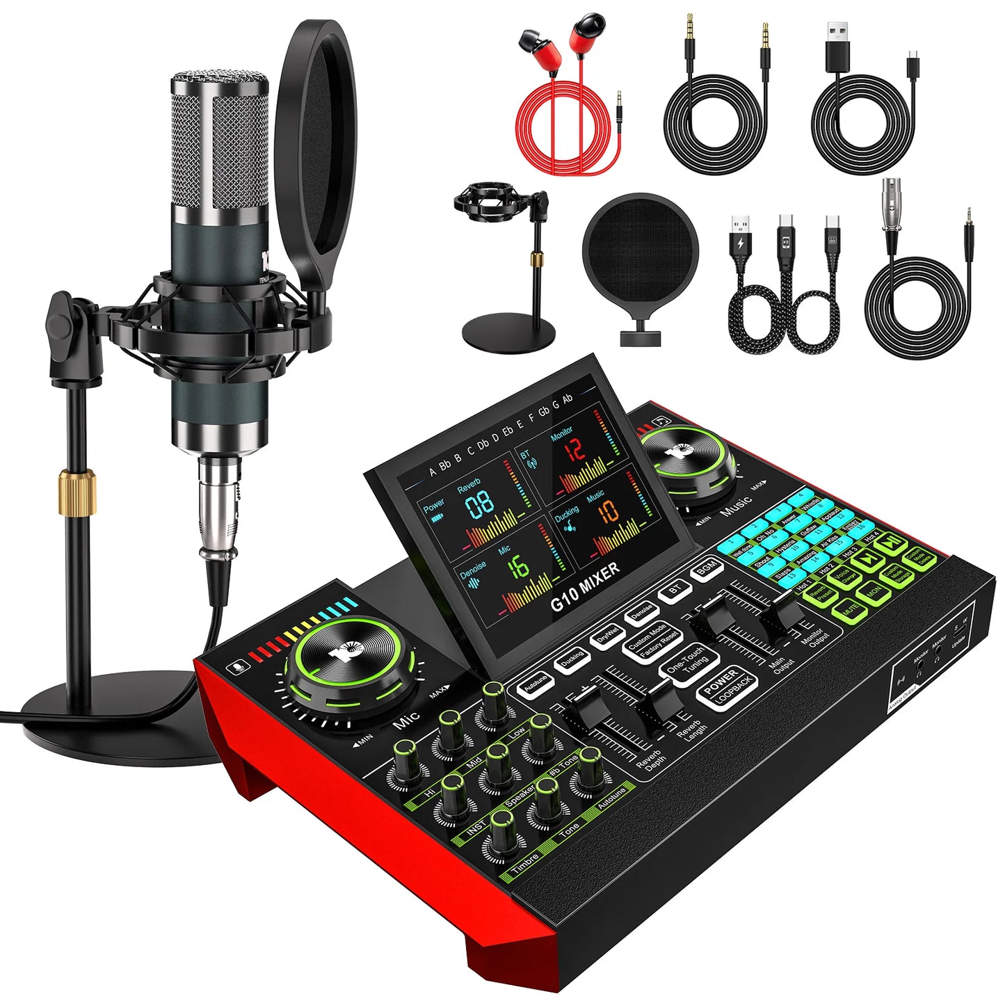 Tenlamp G10 P15 Mic Mixer for Podcast and DJ Studio
