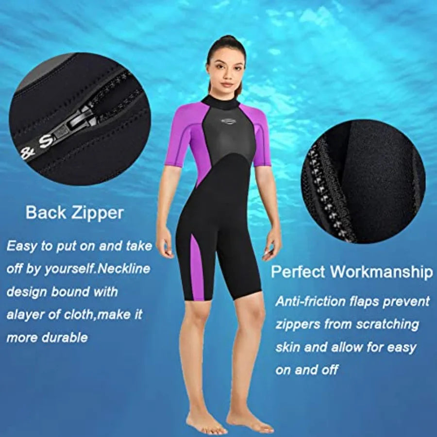 Unisex 2mm Neoprene Shorty Wetsuit For Diving Surfing Snorkeling Kayaking Thermal Protection