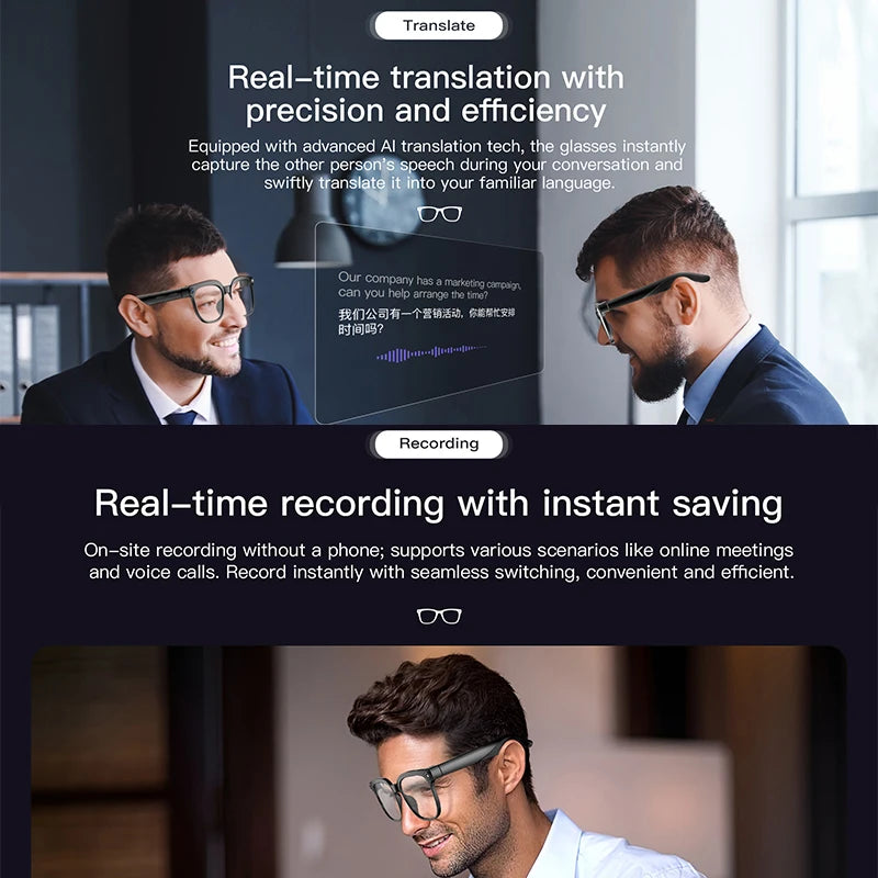 2026 New Smart Ai Glasses, A Variety Of Lenses To Choose From, Two Standard Replacement Lenses, Photo And Video Ai Glasses, 800W Pixel Ultra-Wide-Angle Camera, High-Definition Video 1080P, Photography And Camera Anti-Shake, D