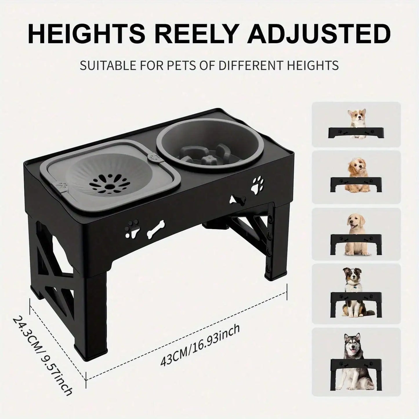 Raised Dog Bowl Stand Anti Slip Feet Double Feeder For Small Medium Large Dogs Cats Pet Bowls
