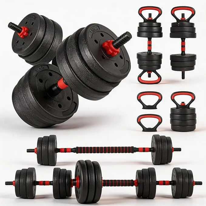 Adjustable Dumbbell Set, 44 lbs Free Weight Set, Converted to Barbell, Kettlebells &Push-Up Stand,Space-Saving Home Gym Equipmen
