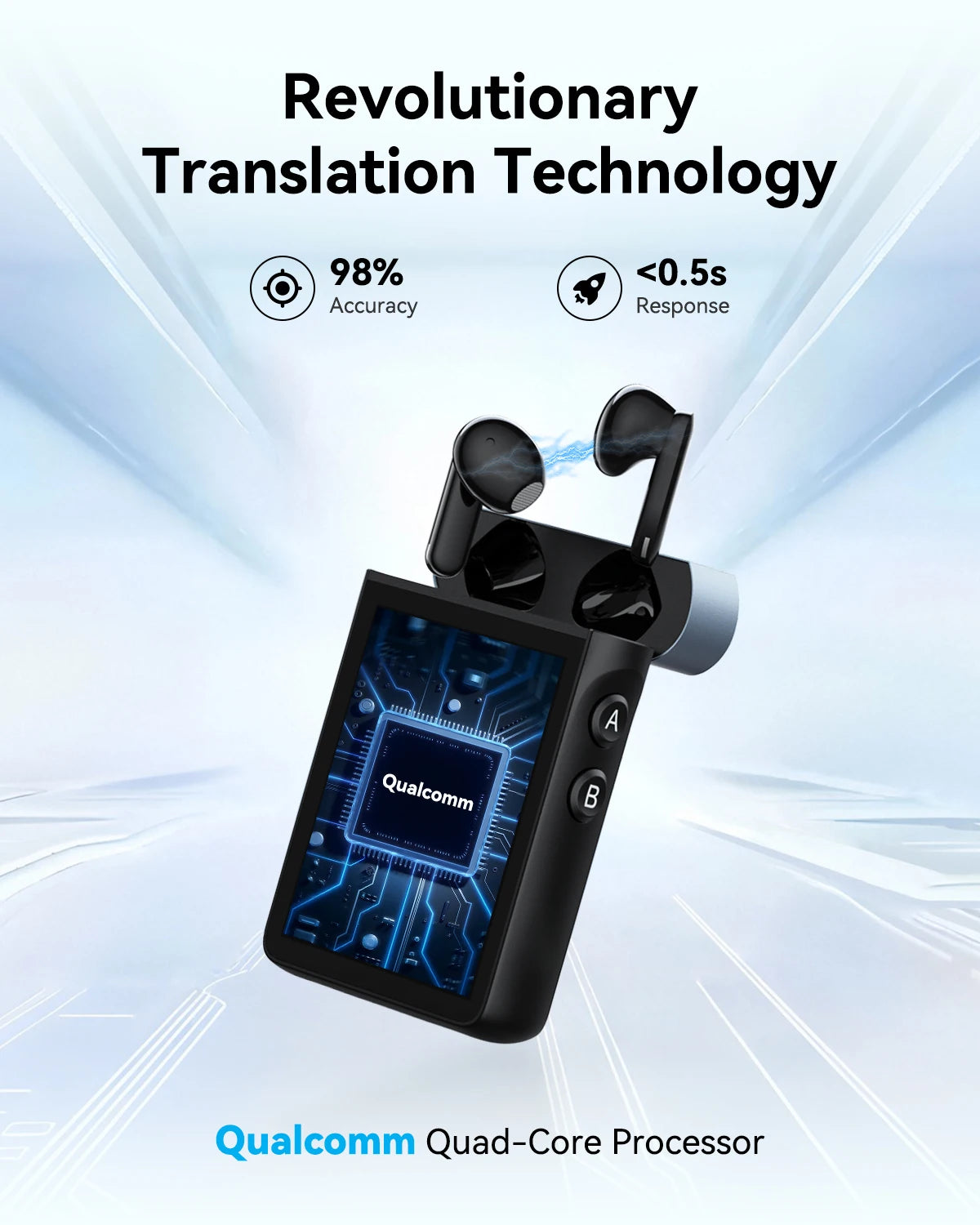 Wooask A9S AI Translator Earbuds Real Time 144 Language Translation