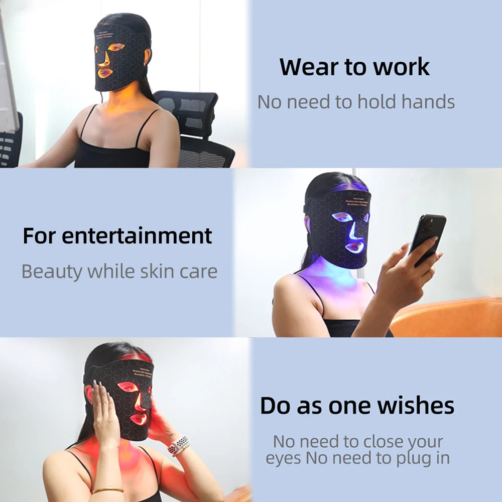 Wireless Silicone LED Mask Red Infrared Therapy For Anti Aging