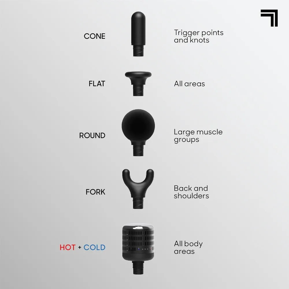 Deep Tissue Percussion Massage Gun With Hot Cold Therapy 4 Speeds 5 Heads Portable Recovery For Athletes