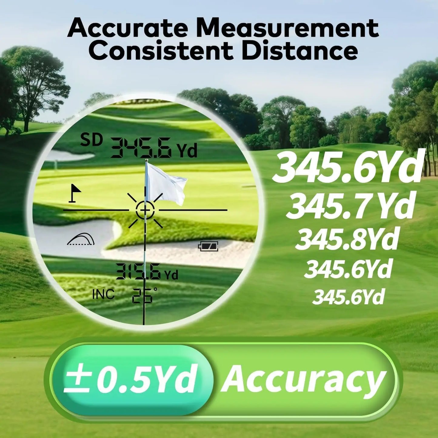 KOKVP 7X Golf Rangefinder With Slope Compensation And Flag Lock