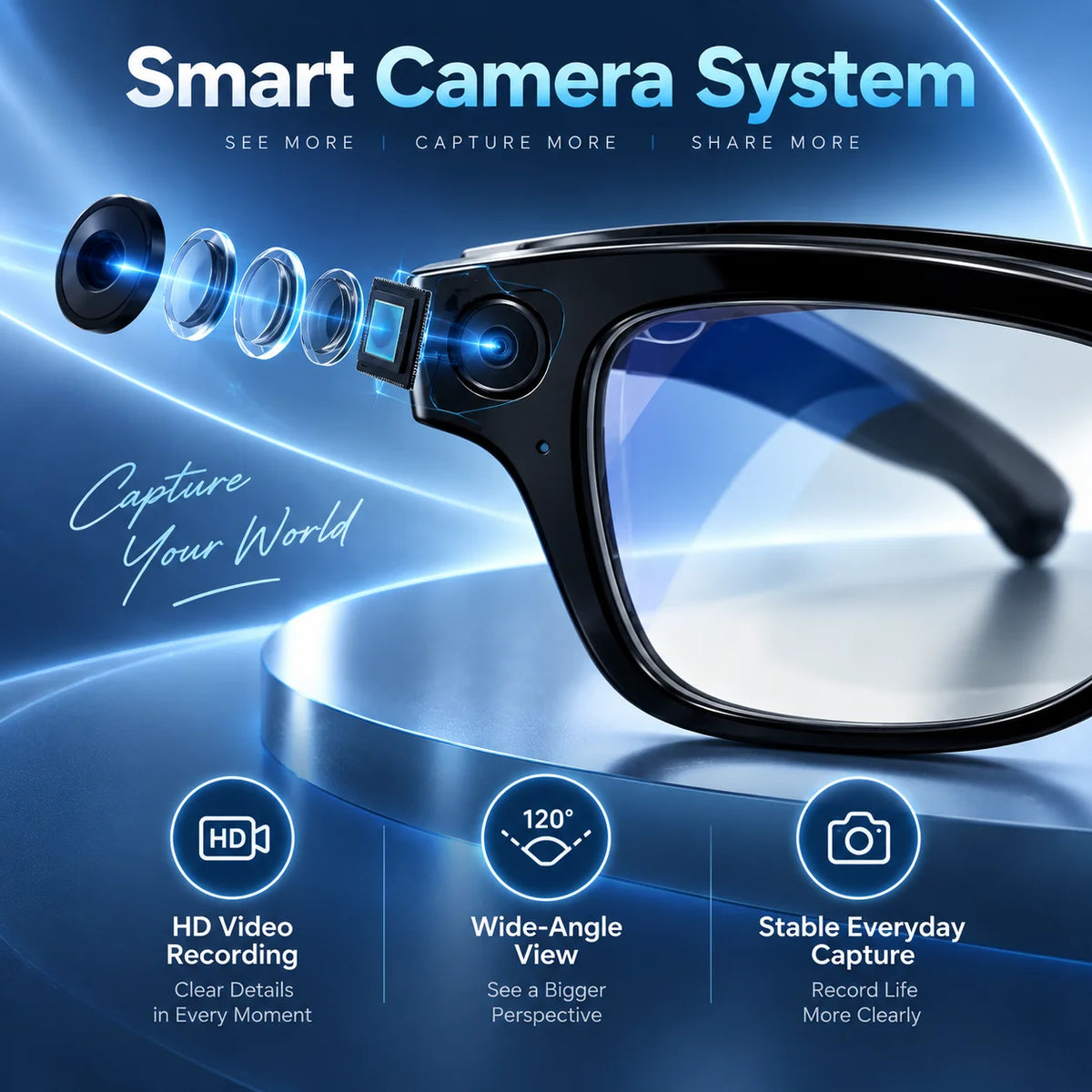 Smart AI Glasses With 1080P Camera Bluetooth Translation And Music