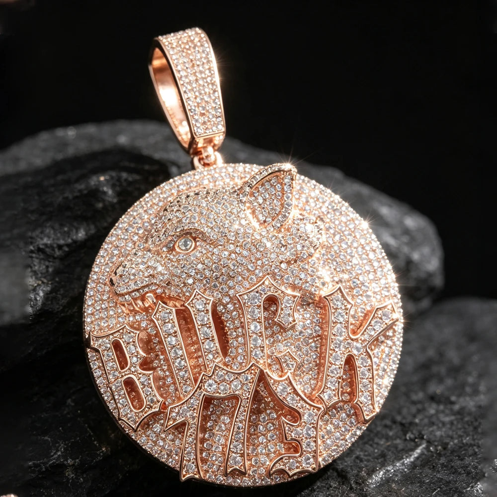 Lyee Cyee 18K Gold Plated Round Wolf Medallion Pendant