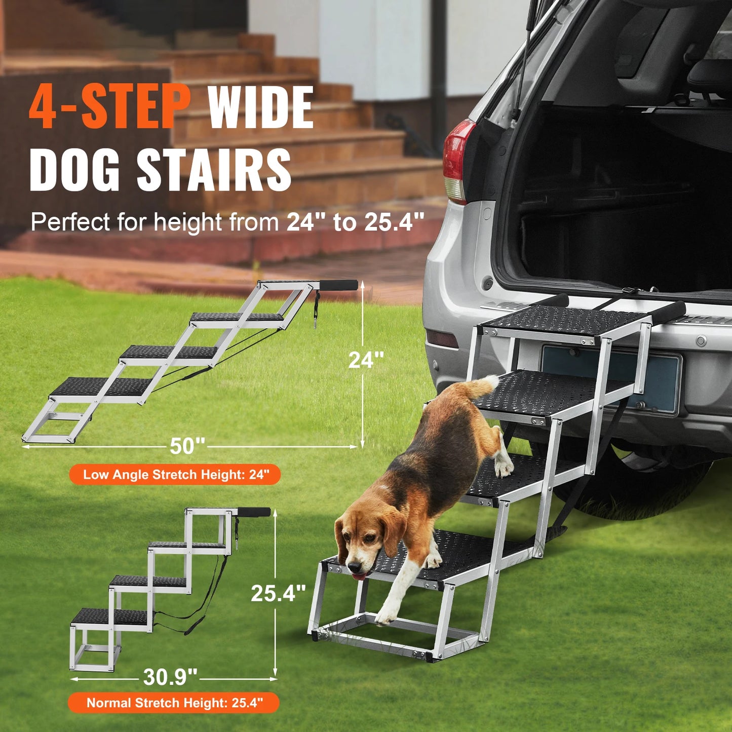 SucceBuy Dog Car Steps Folding Portable Pet Steps For Cars