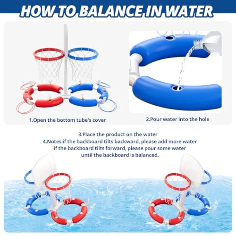 Floating Pool Basketball Hoop 2 In 1 Ring Toss Game For Two Players Ultimate Summer Outdoor Water Toys