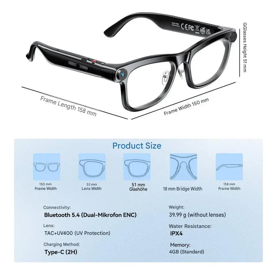 AI Smart Glasses With ChatGPT Translation Camera And Voice Assistant