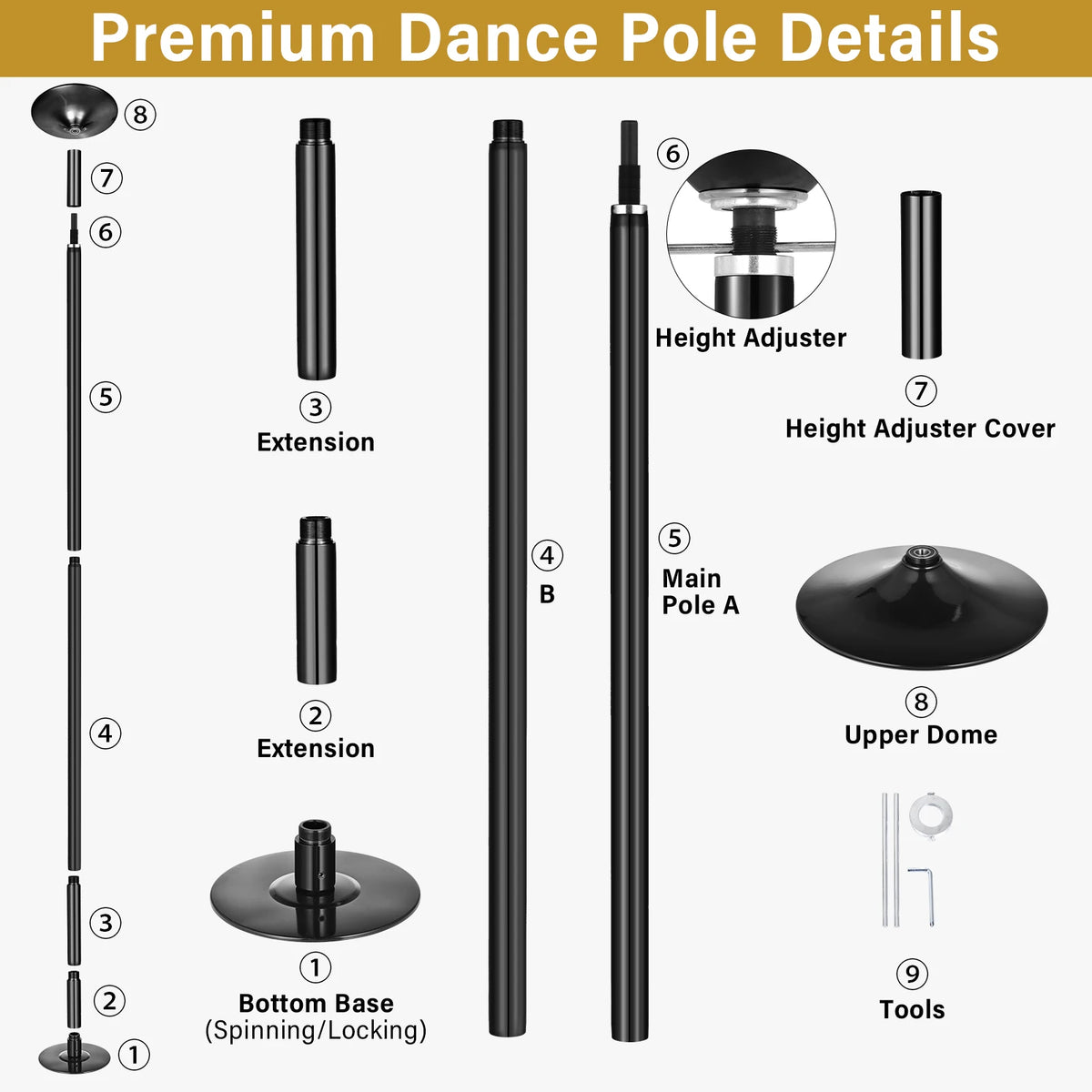 Portable Removable Dance Pole for Home Fitness and Training