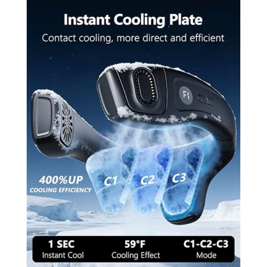 Neck Air Conditioner Fan Bladeless Wearable With Rechargeable 8000mAh