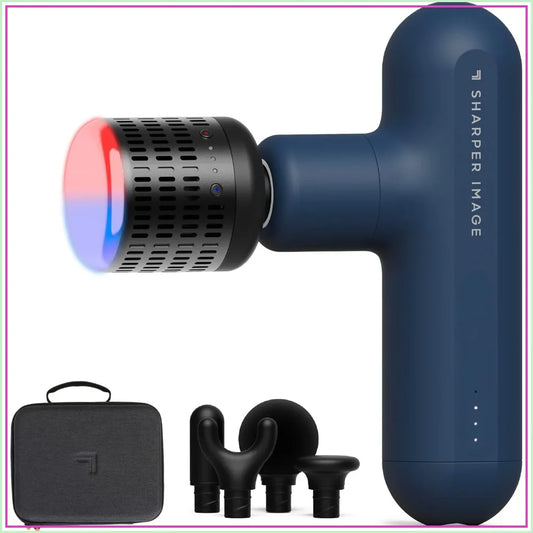 Deep Tissue Percussion Massage Gun With Hot Cold Therapy 4 Speeds 5 Heads Portable Recovery For Athletes
