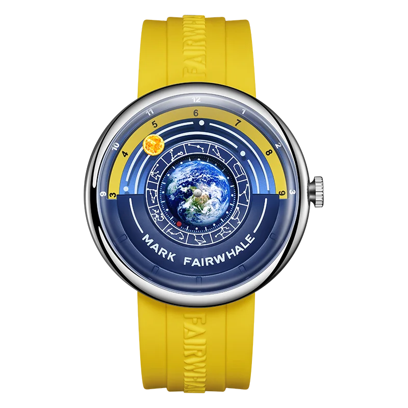 Mark Fairwhale Earth Constellation Dial Design Fashion Quartz Men's Wristwatch Waterproof Business Watch for Man Reloje Hombre