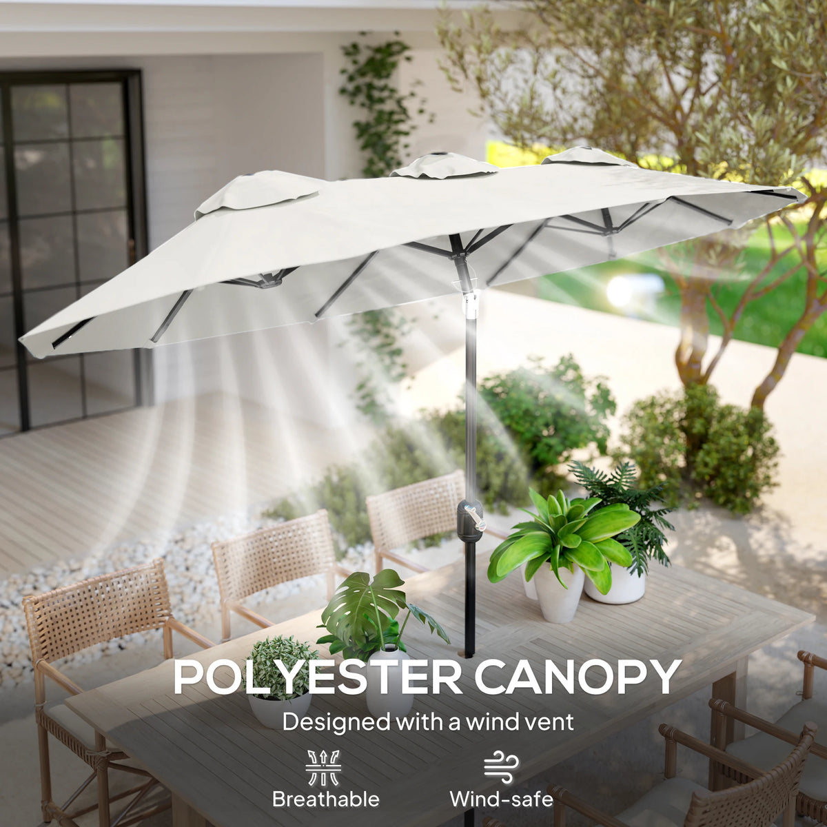 Outsunny Double Sided Patio Umbrella With Tilt Crank Handle