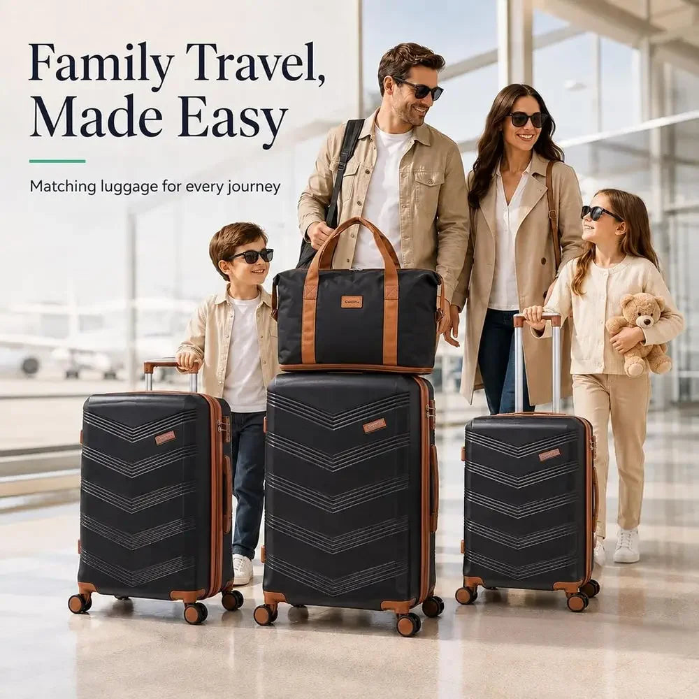 Expandable 5-Piece Hardside Luggage Set With TSA Lock Spinner Wheels