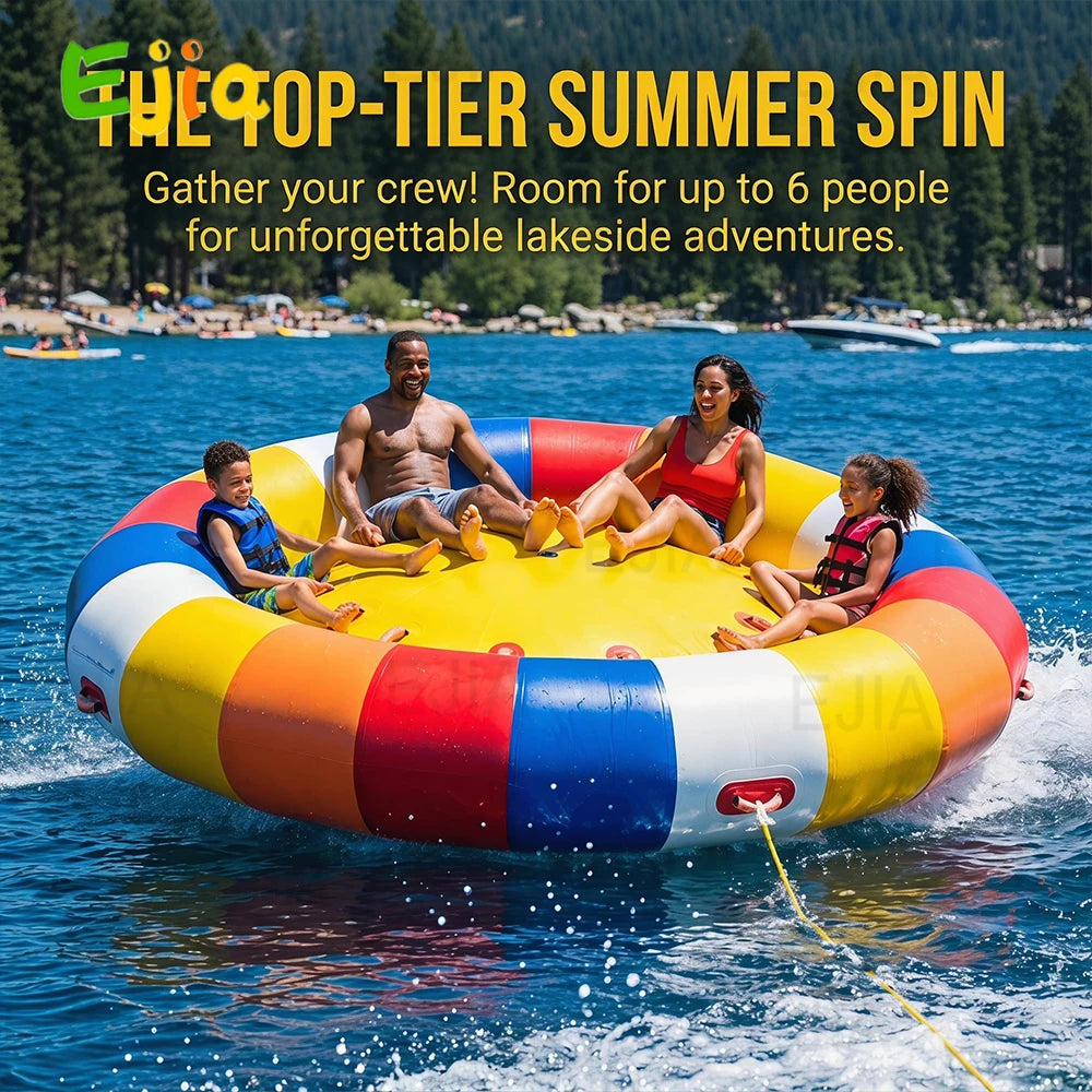 Inflatable Water Spinning UFO Towable Tube For 6 To 8 People Heavy Duty PVC Disco Boat For Water Sports