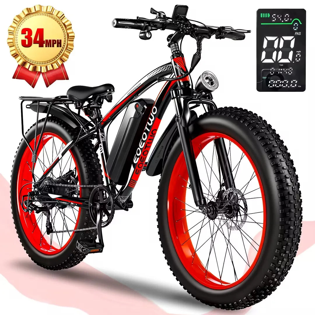 EOEOTWO 1500W Fat Tire Electric Bike For Adults All Terrain 34MPH Long Range 48V Ebike