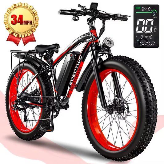 EOEOTWO 1500W Fat Tire Electric Bike For Adults All Terrain 34MPH Long Range 48V Ebike