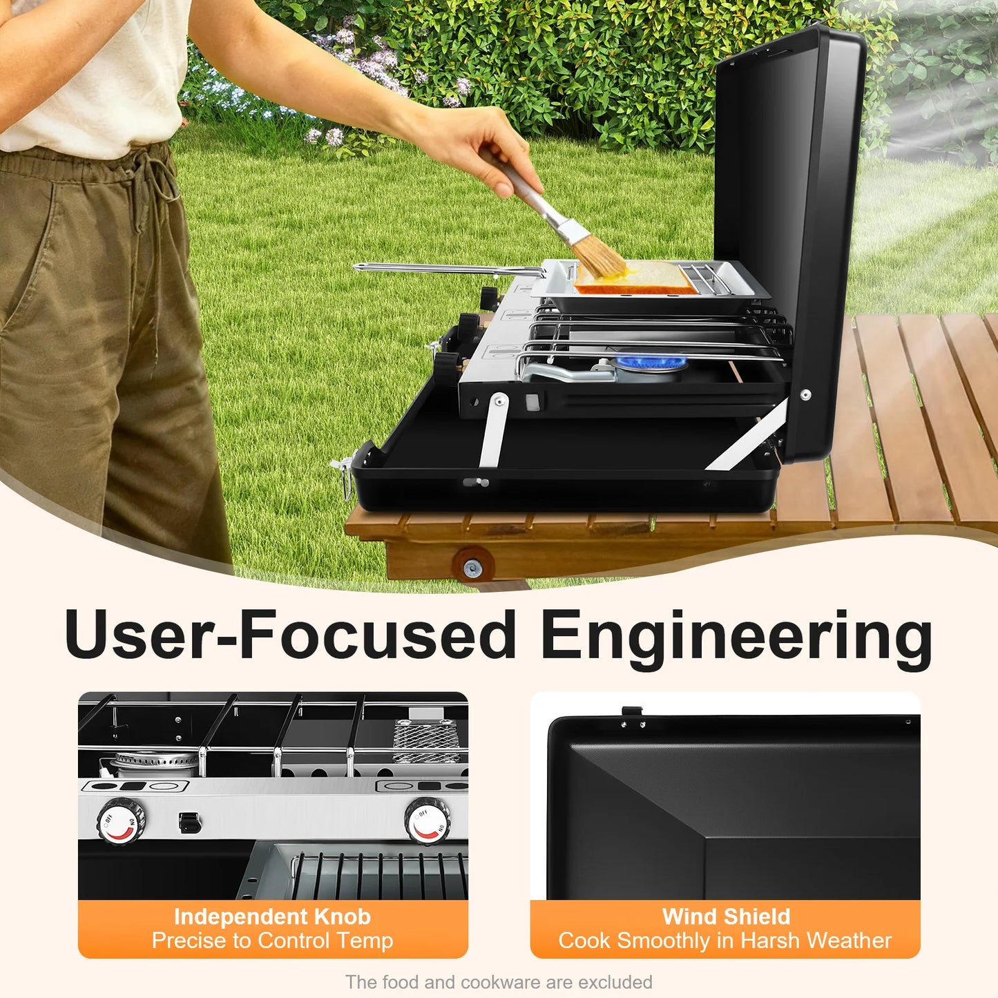 Portable 3 Burner Gas Stove Campfire Grill For Camping