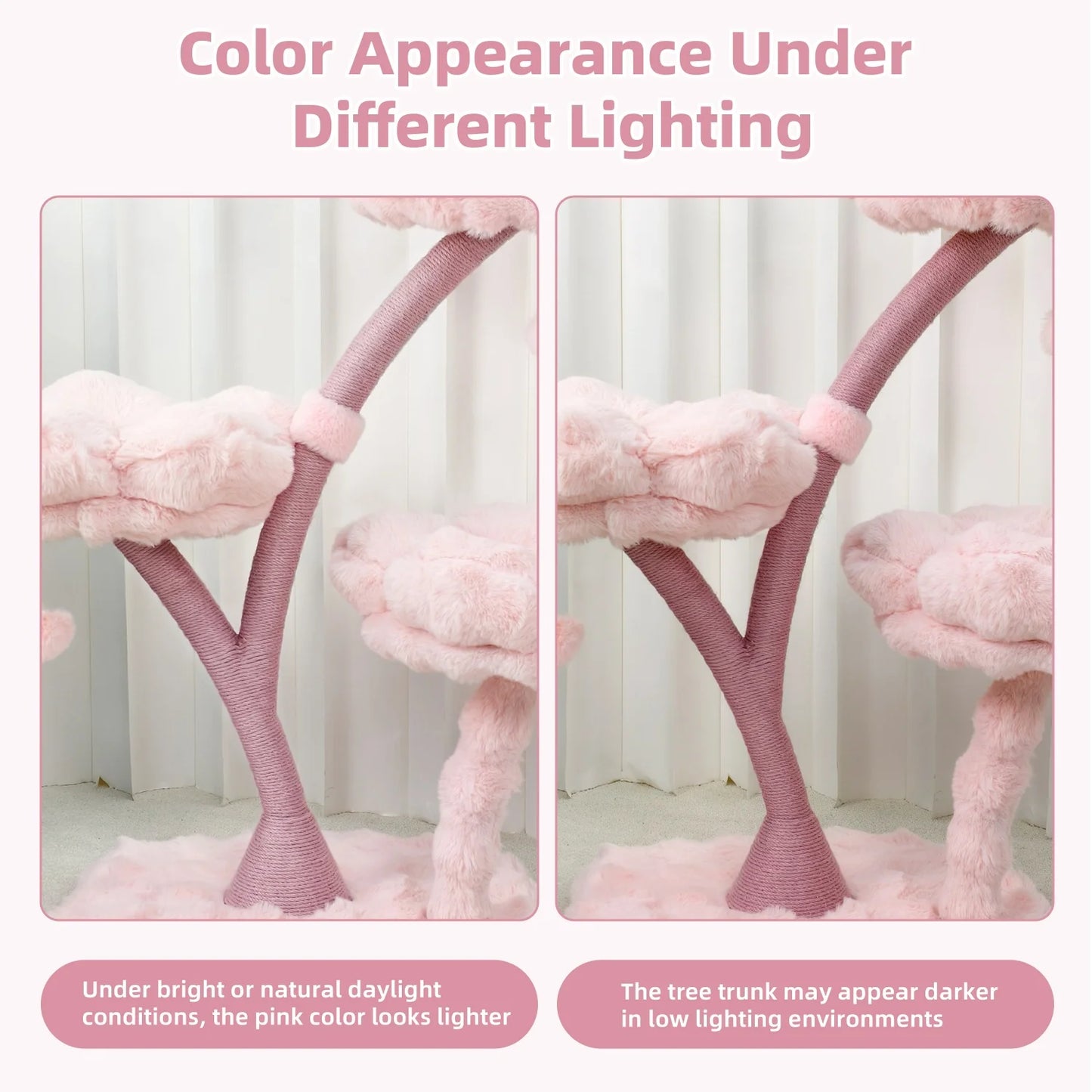 105cm Tall Cat Tree Pink Vertical Cat Tower Activity Center for Cats Cushioned Flower Platforms, Dangling Ball Scratching Posts Pet House Furniture