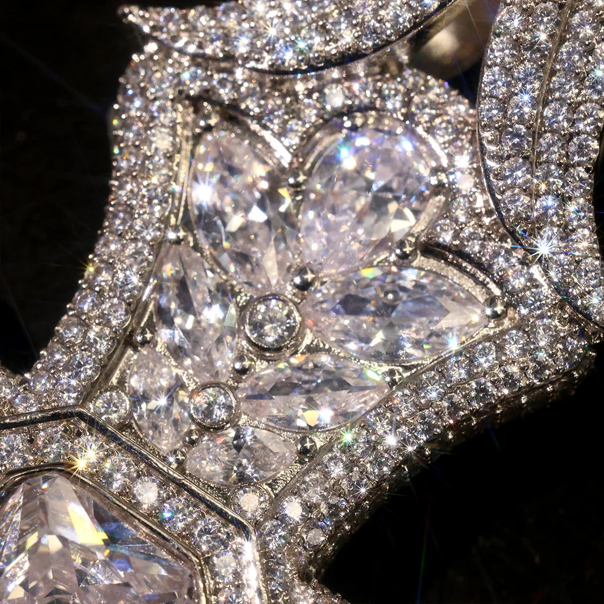 Lyee Cyee Iced Out Gothic Cross Pendant Cubic Zirconia
