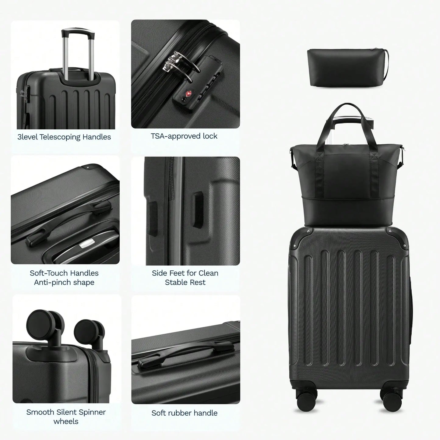 Luggage Sets 5 Piece Hardside Suitcases With Spinner Wheels TSA Lock