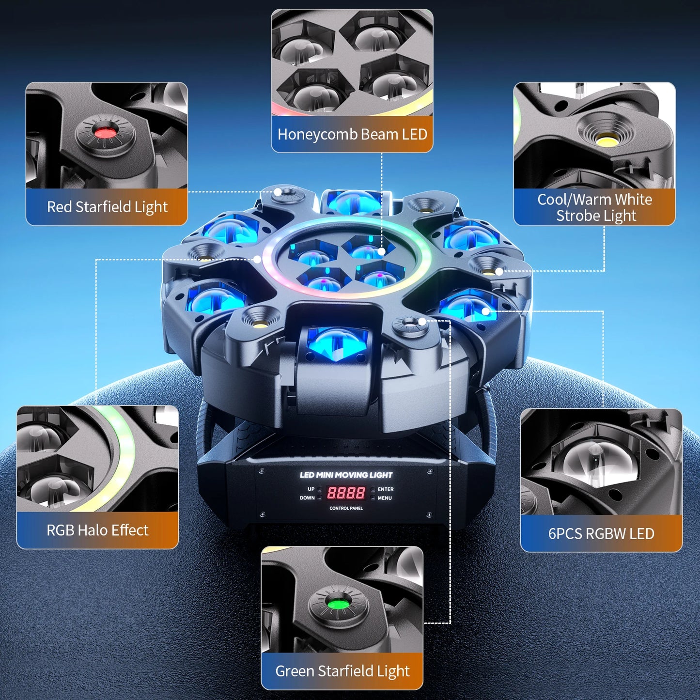 U'King 150W RGBW Beam Moving Head Light With Ring Effect