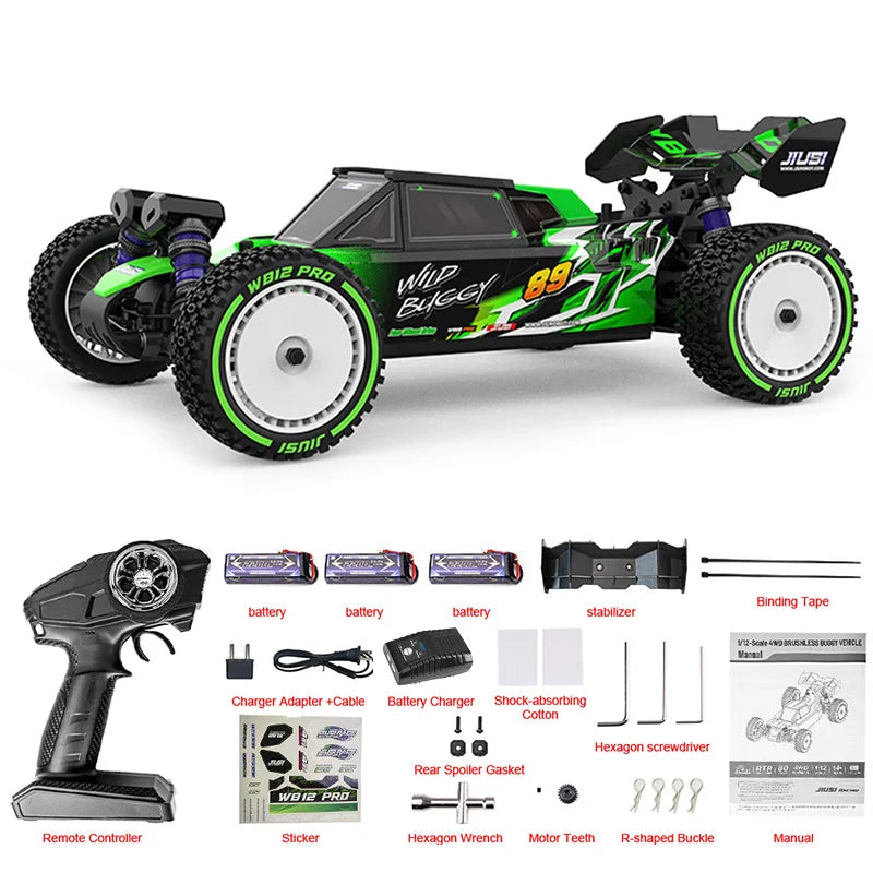 JIUSI WB 12 Pro 1/12 Brushless RC Car For Adults 50 MPH Off Road 4X4 RTR All Terrain Buggy