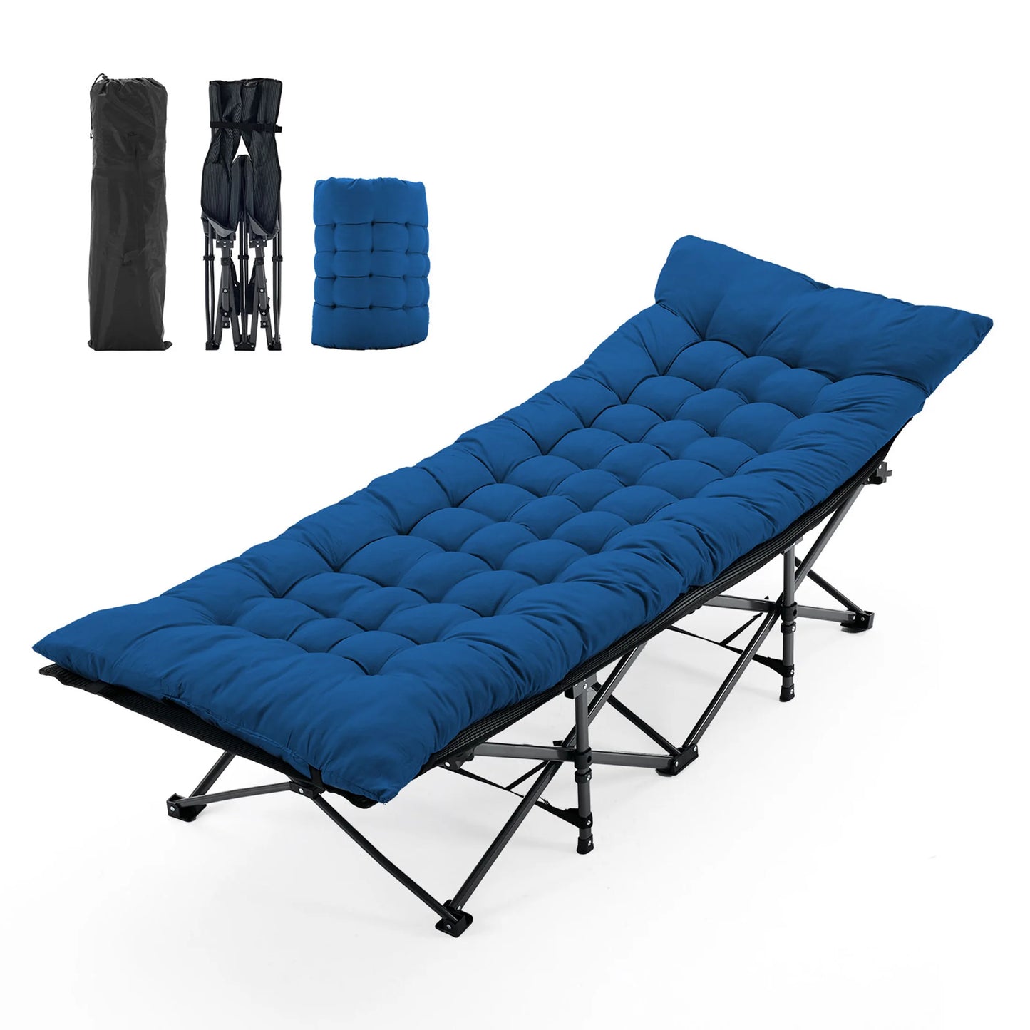 JHK Folding Camping Bed Lounge Chair Beach Portable Sturdy Frame