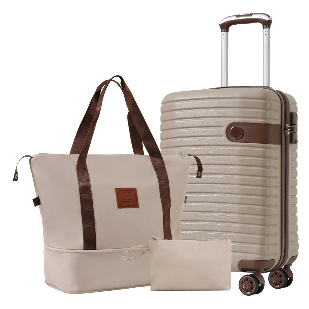 3 Piece Luggage Set Carry-On Hardshell ABS Spinner Wheels