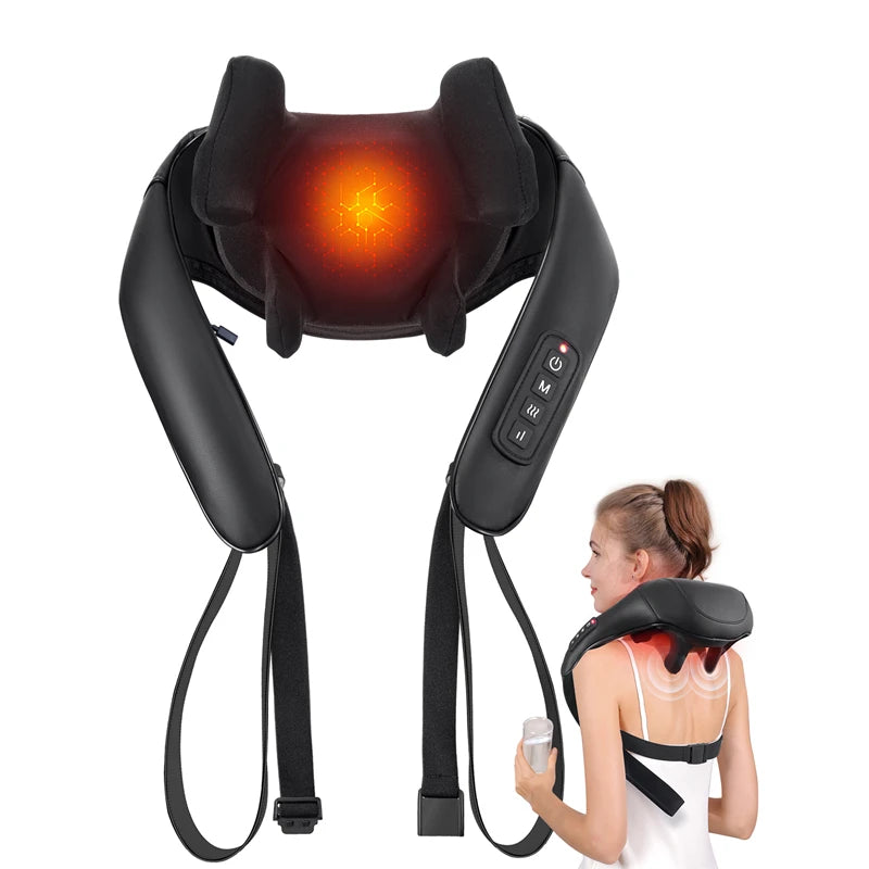 MASGRE Shiatsu Back Neck Massager With Heat Cordless 3D Kneading