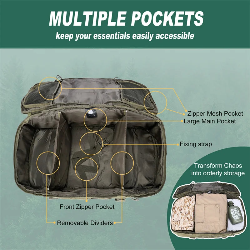 LQARMY Molle Tactical Backpack For Hiking Camping Travel