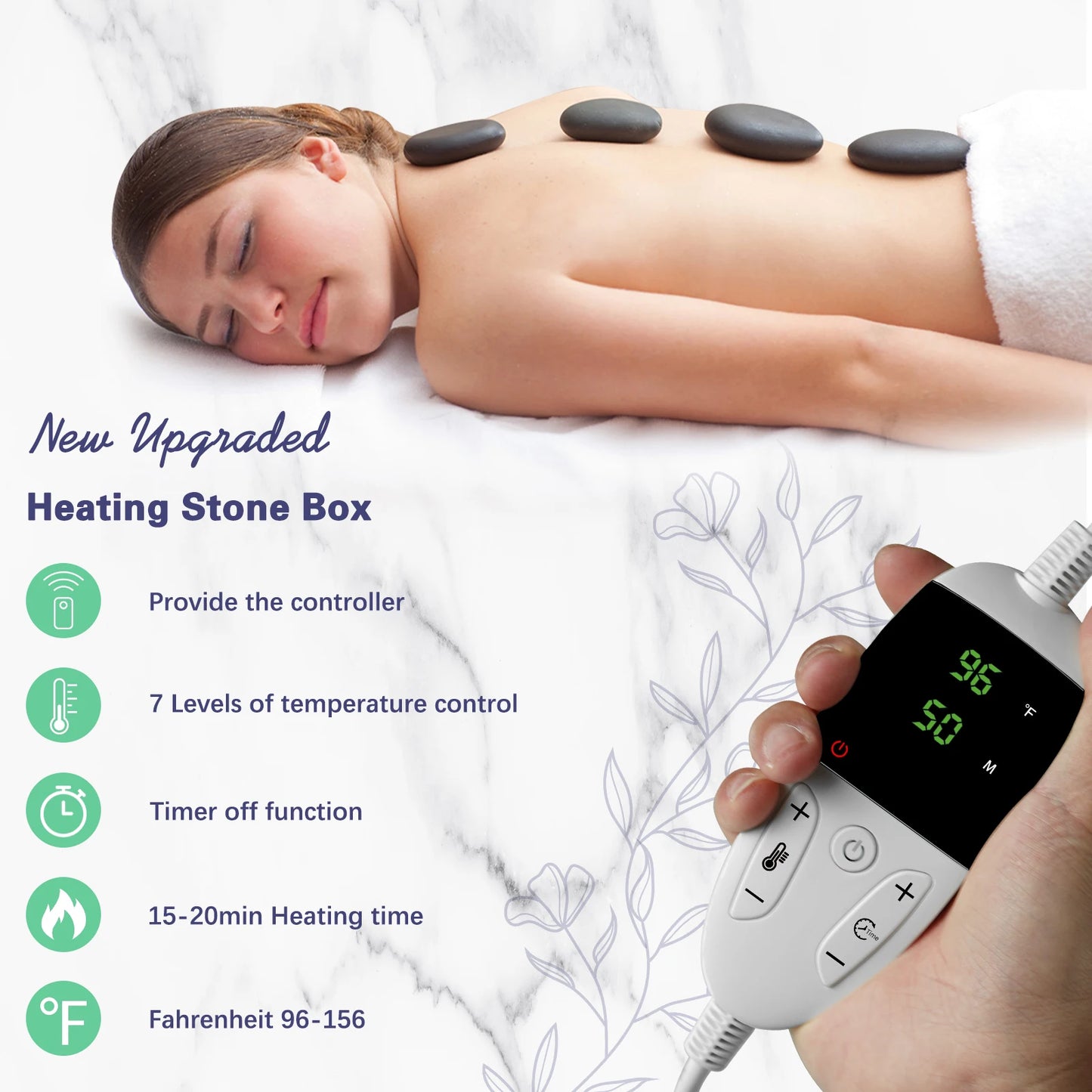 HolistHeal Hot Stones Massage Set With Temperature Control Kit