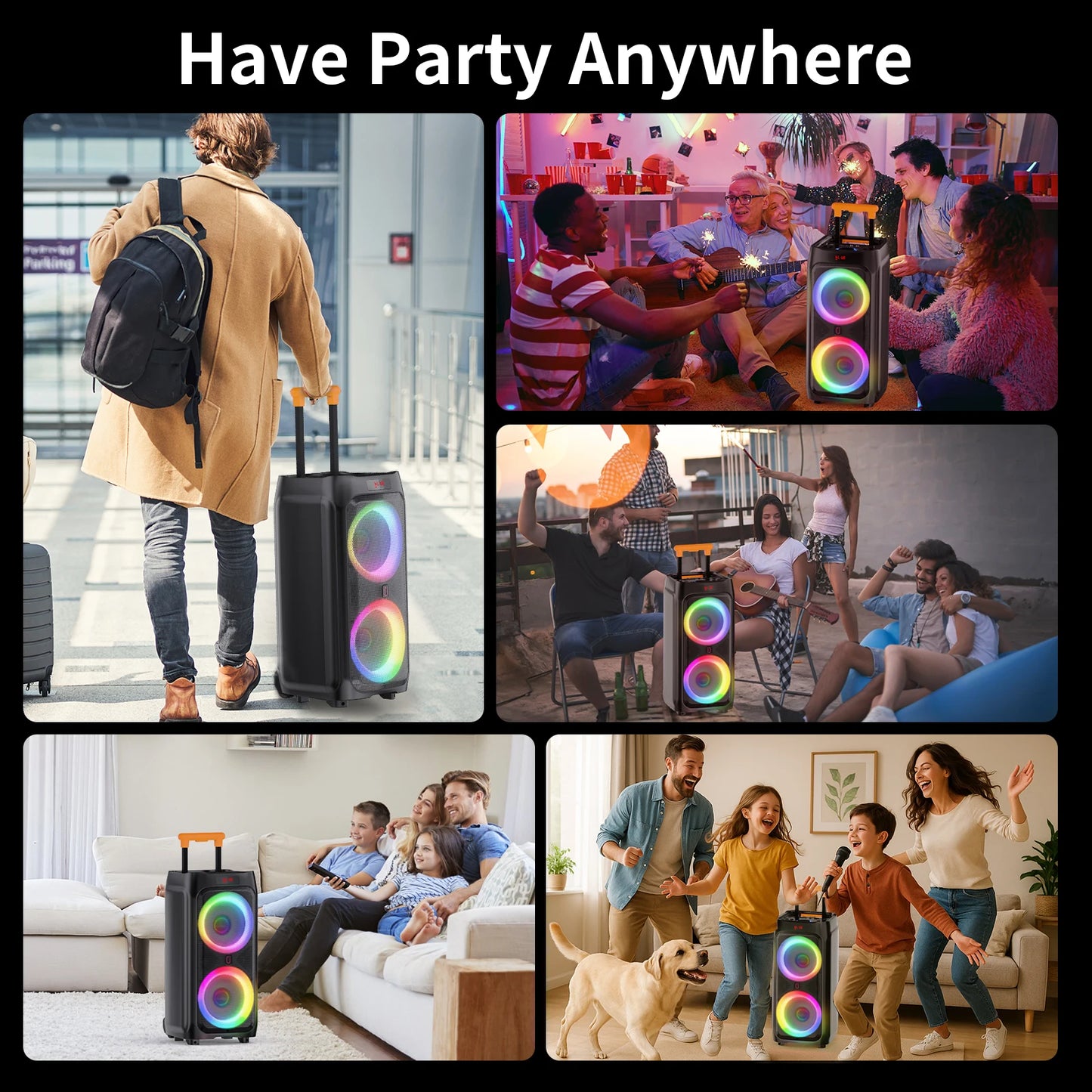FanFun Karaoke Machine 500W PA System With Bluetooth And DJ Lights