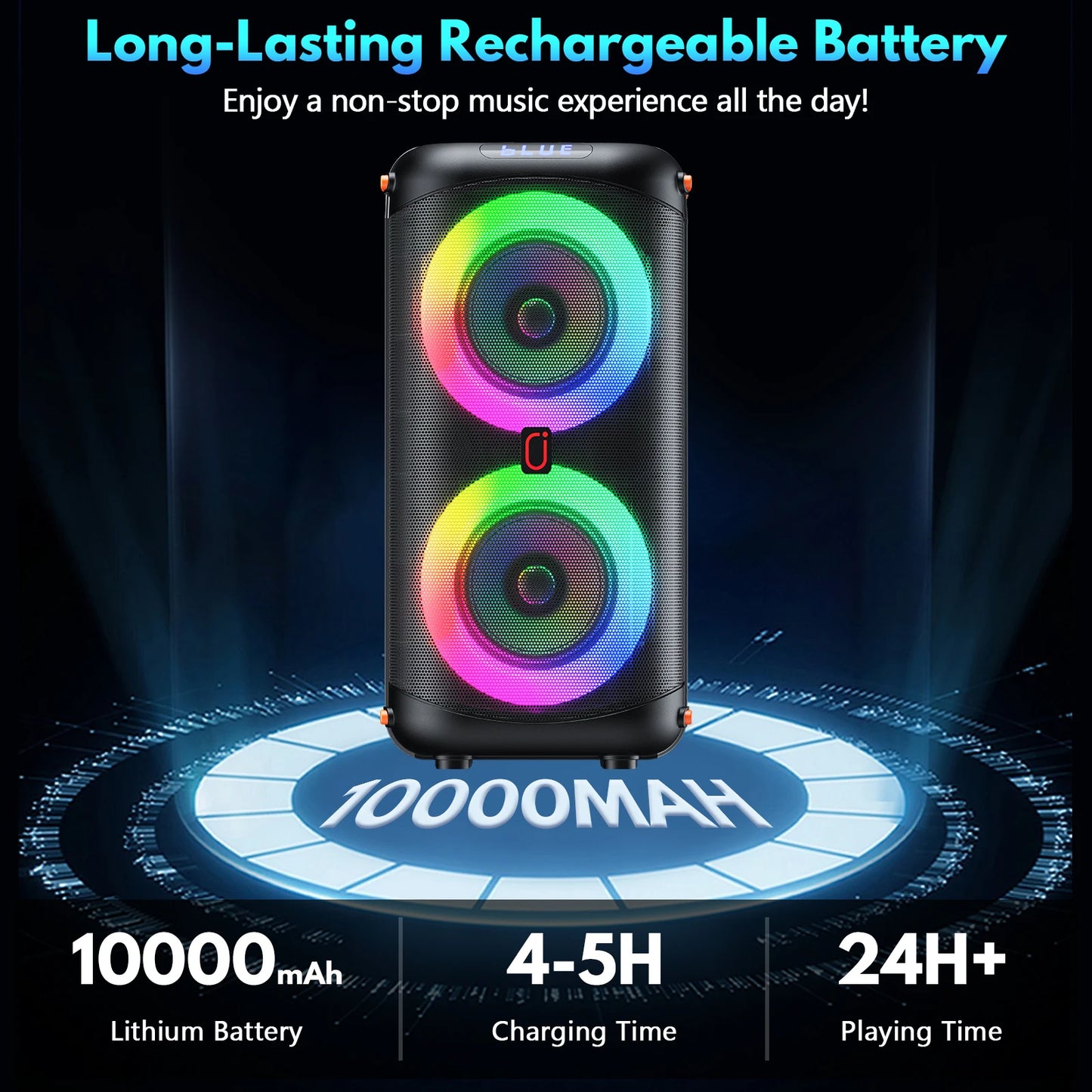FanFun T27 Wireless Bluetooth Karaoke Speaker Dual Microphones LED Lights