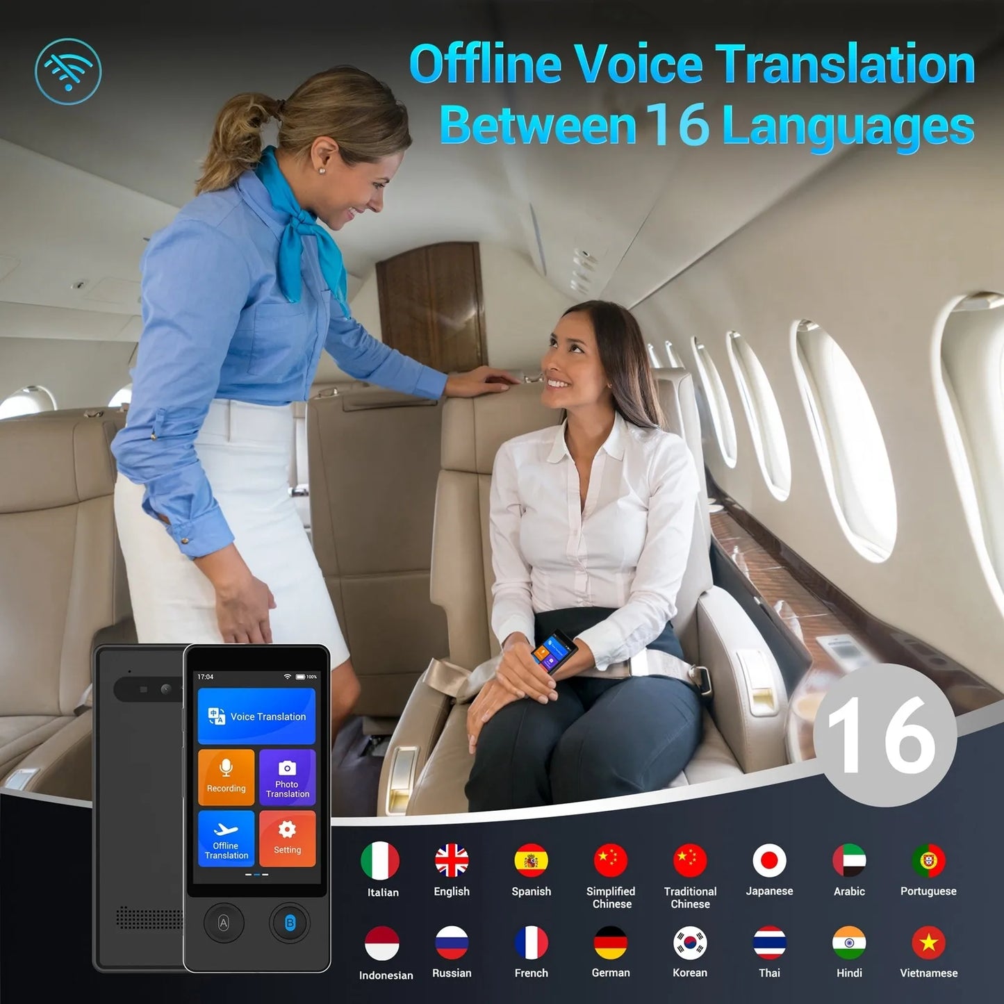 Wooask W12 Translator Two Way Real Time Voice Translation Device 144 Languages
