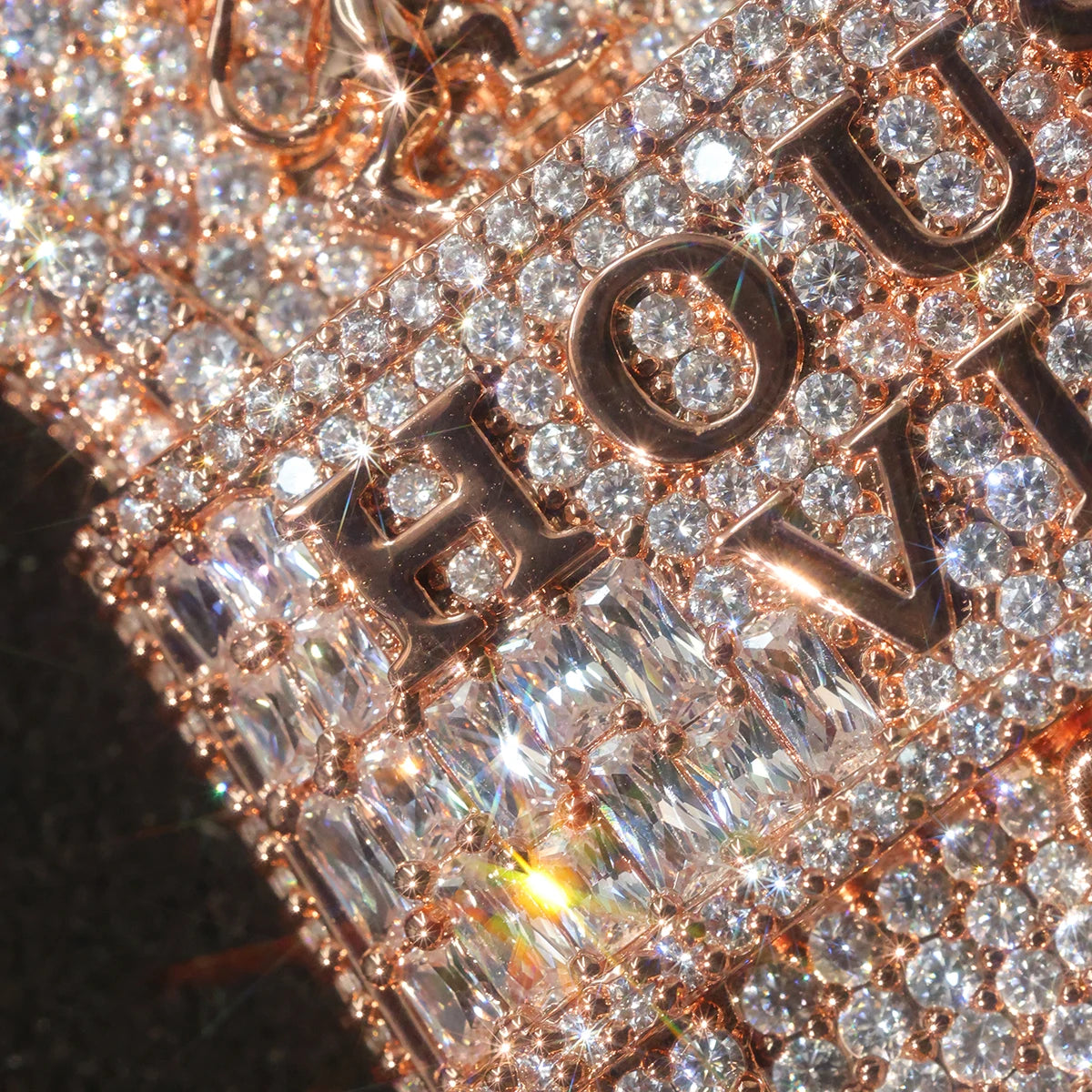 House Of Vision Iced Shield CZ Pendant Rose Gold Necklace