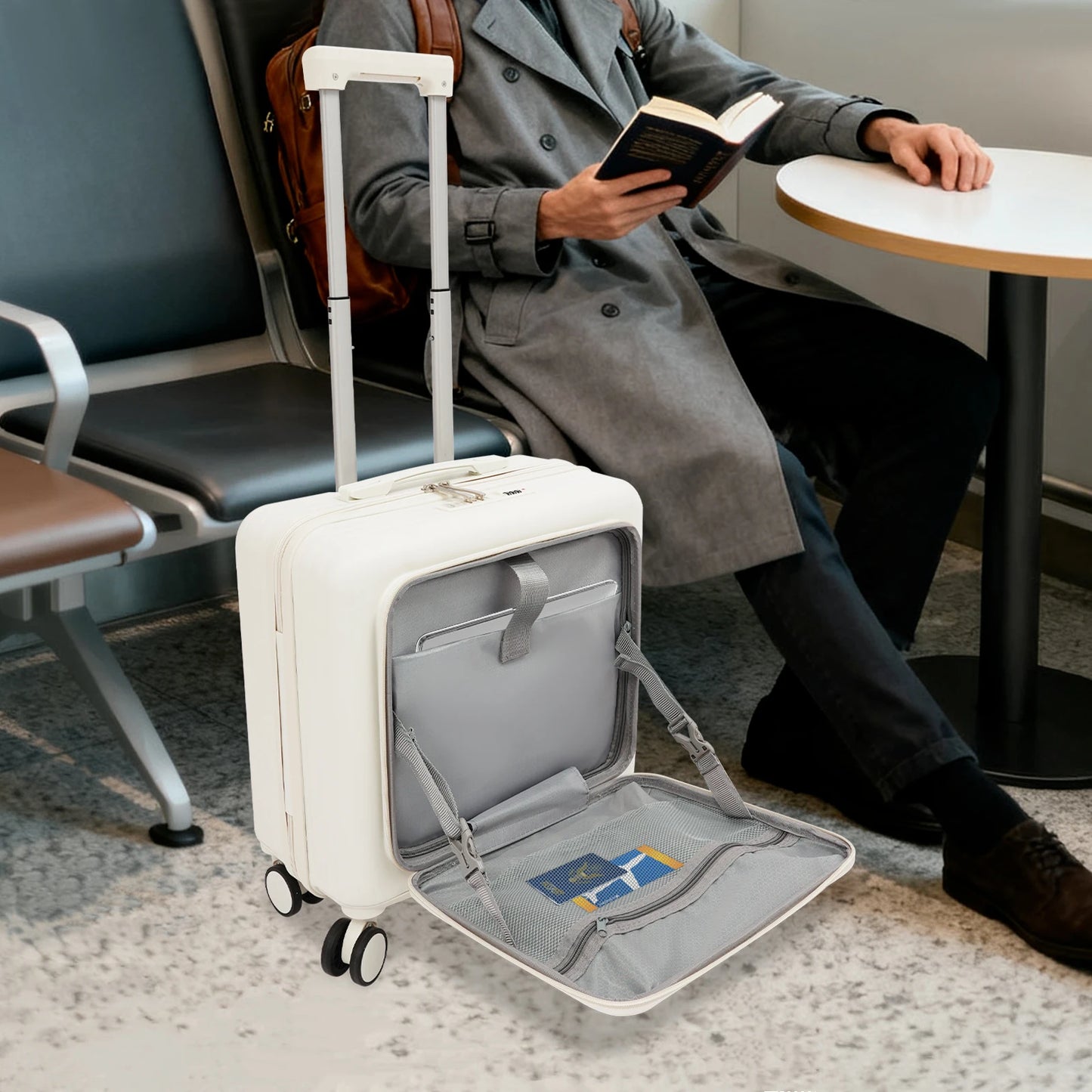 Lightweight ABS Carry On Luggage With Front Compartment TSA Lock