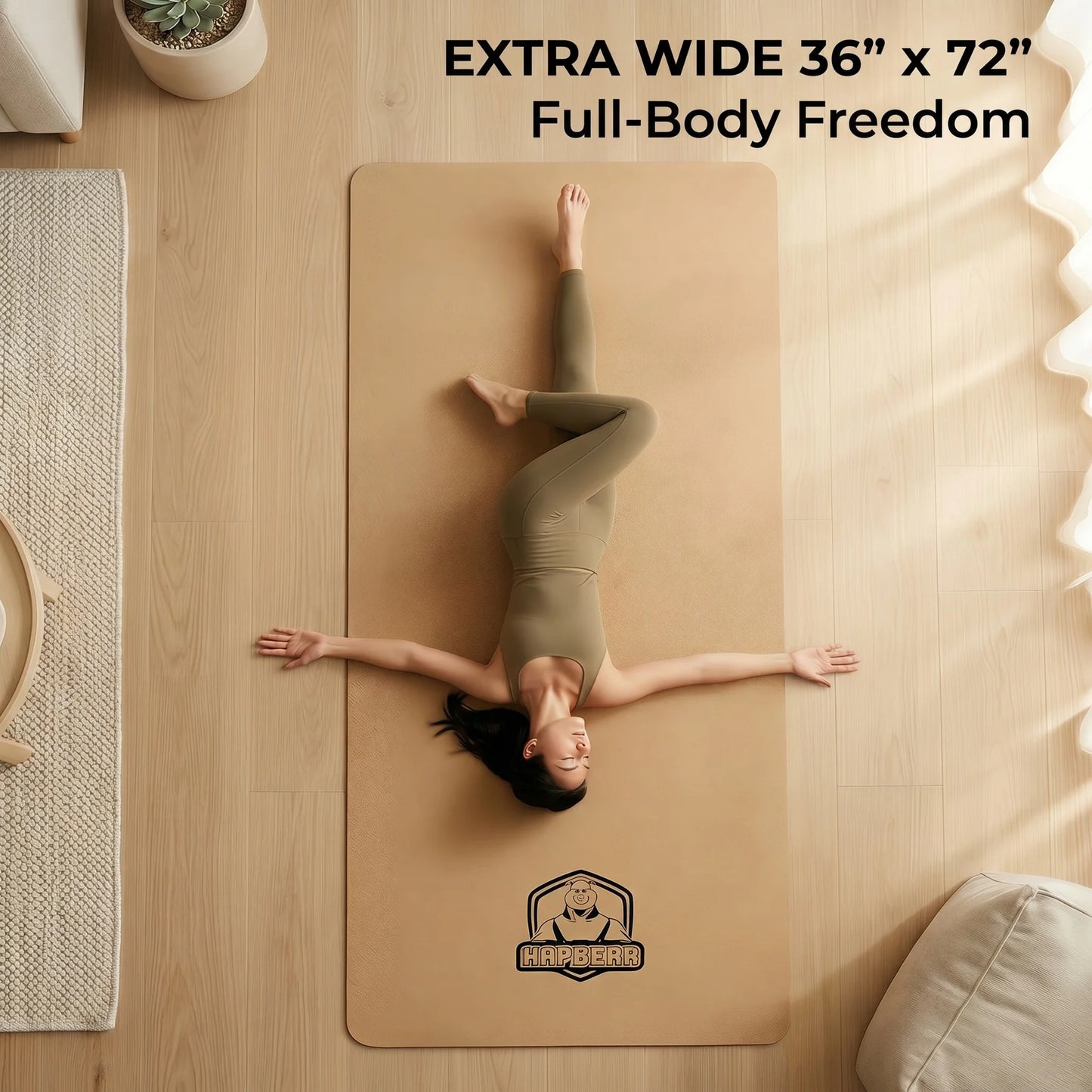 Hapbear Premium Cork Yoga Mat With Non Slip Carry Bag