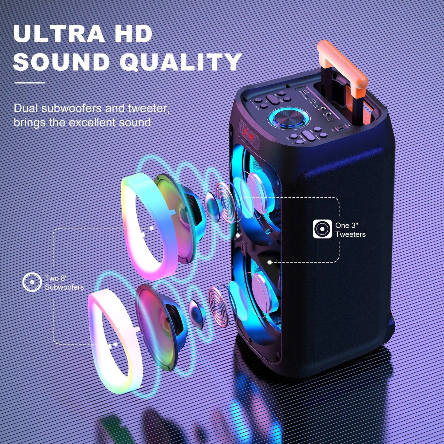 FanFun T9 Karaoke Machine With 2 Wireless Microphones Bluetooth Speaker